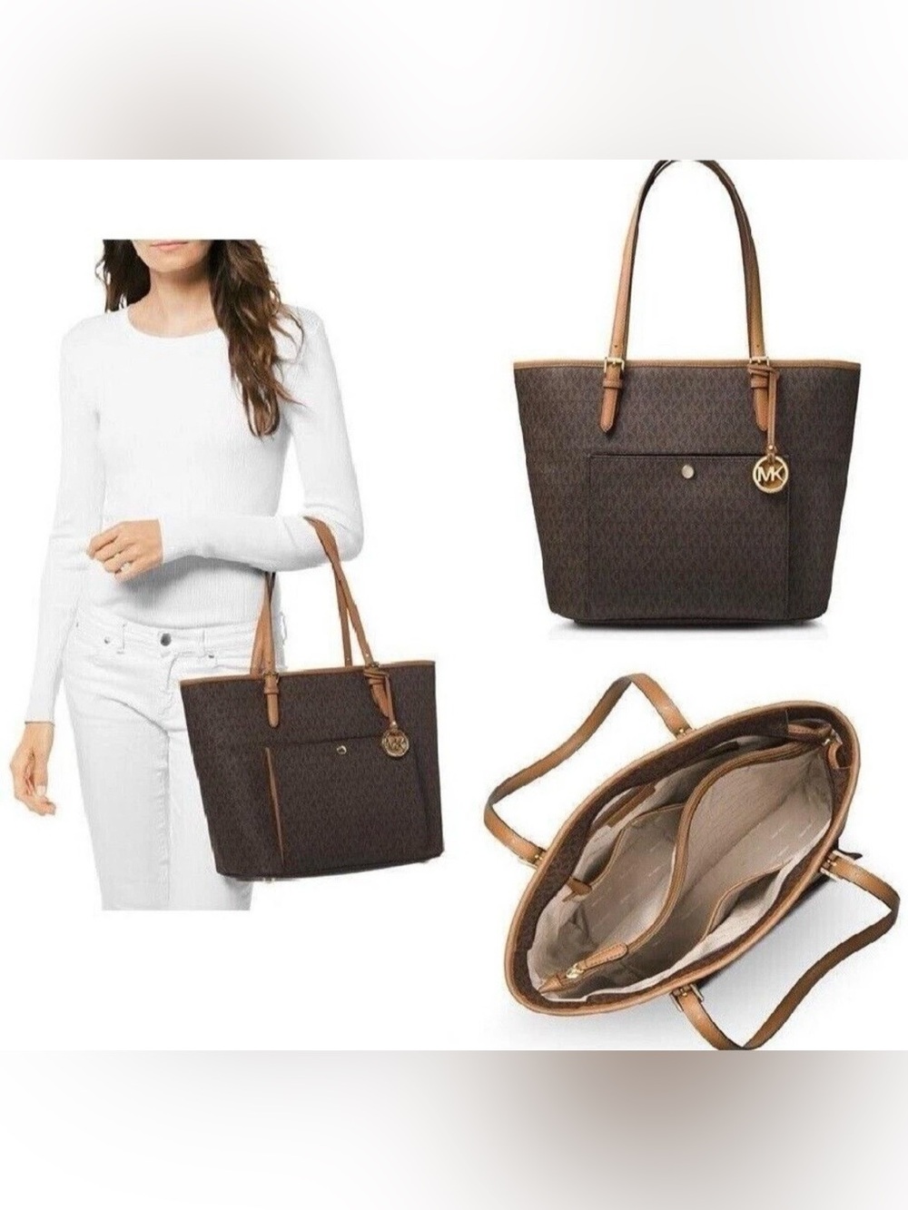 Michael Kors. 4 Piece Set: Jet Set Tote with Free Wristlet, Scarf & Dust Bag. - Picture 2 of 16